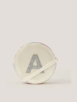 Sale Monsoon White Round Glittery Initial M Bag