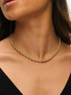 Mood Gold Tone Twisted Rope Necklace Bracelet Set^Women Jewellery