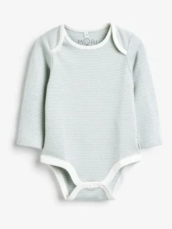 Best Mori Long Sleeve Envelope Neckline Bodysuit Blue