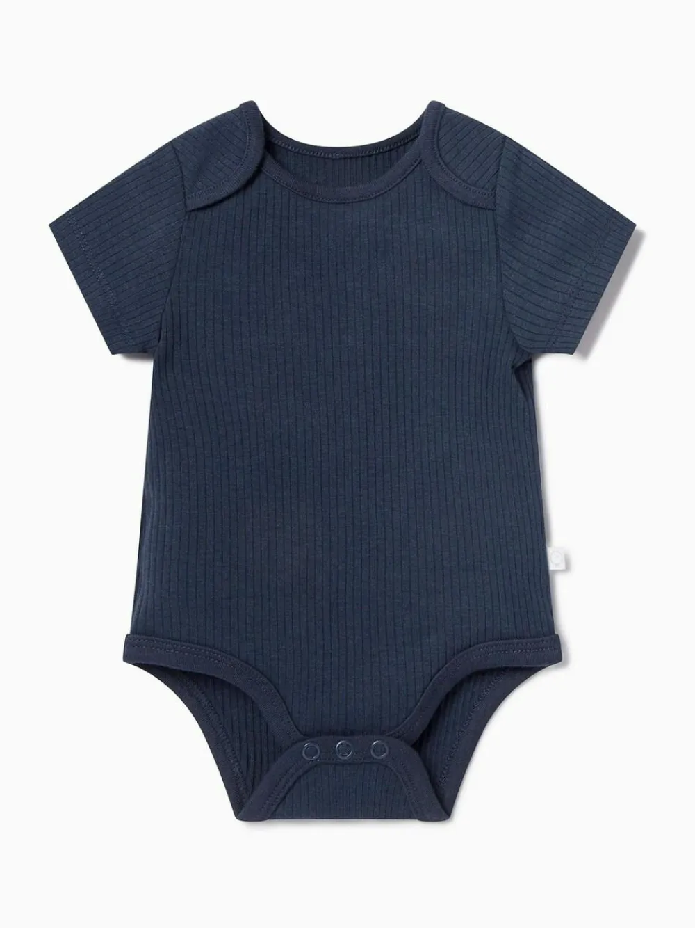 Sale Mori Blue Ribbed Stretch Short Sleeve Envelope Neckline Bodysuit