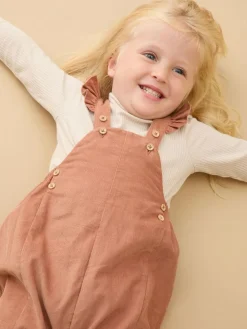 Mori Brown Frilled Corduroy Dungarees^ Rompers & Overalls