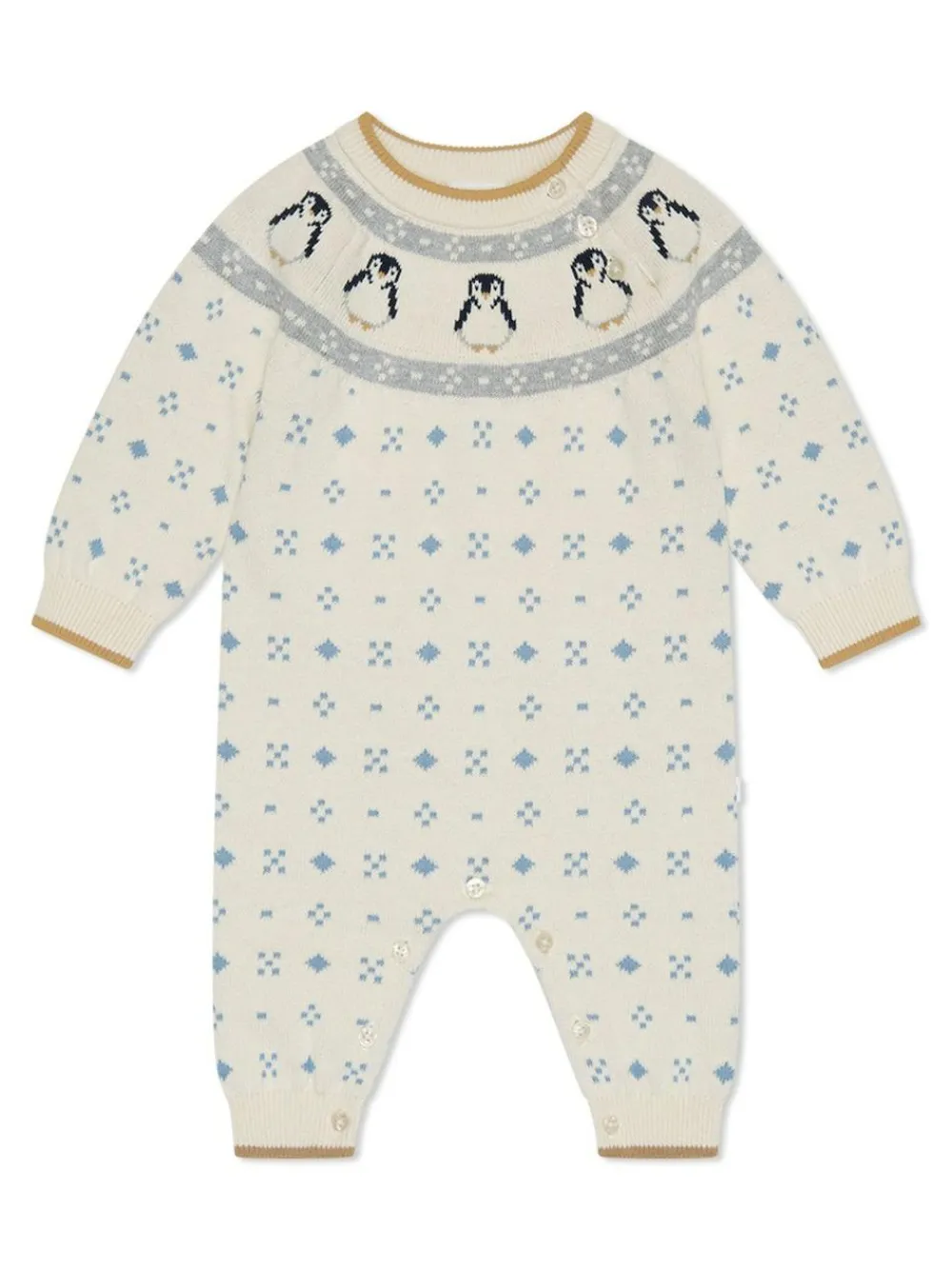 Sale Mori Cream Penguin Fair Isle Knitted Jumpsuit