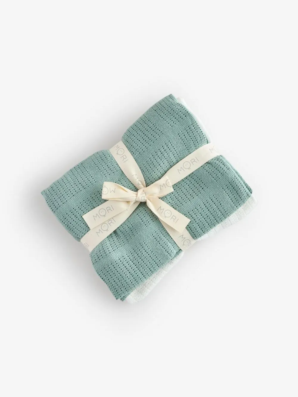 Online Mori Supersoft Cellular Blankets 2 Pack Mint Green/White