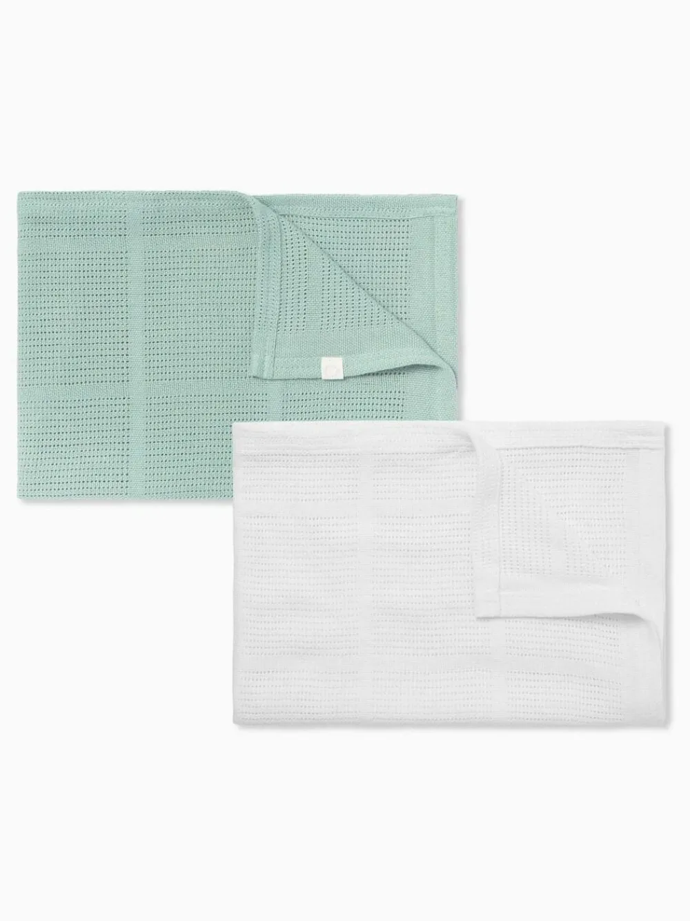 Online Mori Supersoft Cellular Blankets 2 Pack Mint Green/White