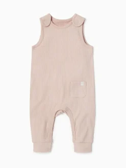 New Mori Ribbed Romper Dungarees Pink