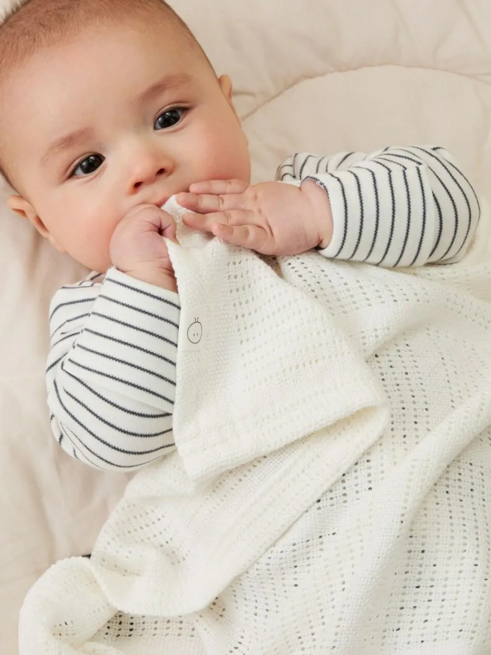 Mori White Blend Cellular Baby Blanket^ Cushions & Throws|Unisex