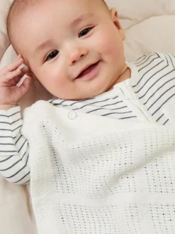 Mori White Blend Cellular Baby Blanket^ Cushions & Throws|Unisex