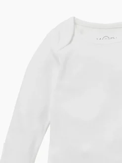 Mori Long Sleeve Envelope Neckline Bodysuit White