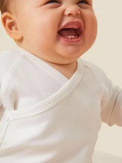 Sale Mori Long Sleeve Supersoft Kimono Bodysuit White