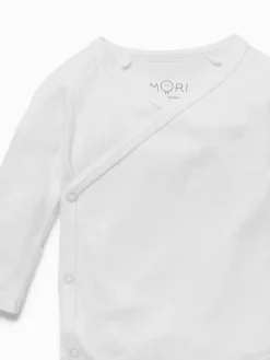 Sale Mori Long Sleeve Supersoft Kimono Bodysuit White