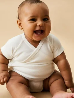 Discount Mori White Short Sleeve Supersoft Kimono Bodysuit