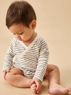 Outlet Mori Long Sleeve Supersoft Kimono Bodysuit White/Black