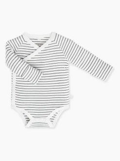 Outlet Mori Long Sleeve Supersoft Kimono Bodysuit White/Black