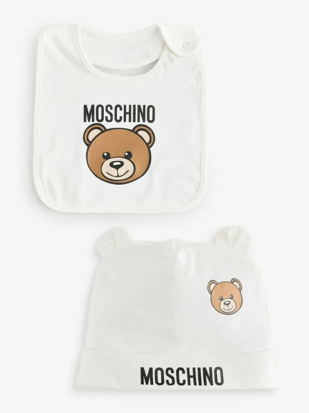 Moschino Cream Baby Logo Hat and Bib Giftset With Giftbox^ Bibs