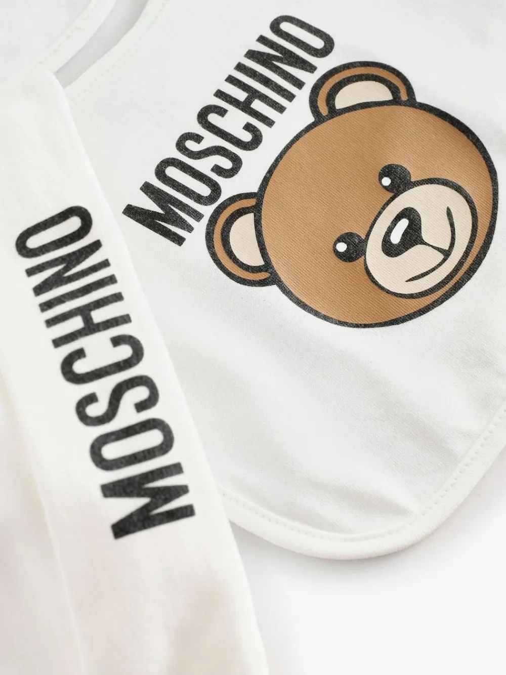 Moschino Cream Baby Logo Hat and Bib Giftset With Giftbox^ Bibs