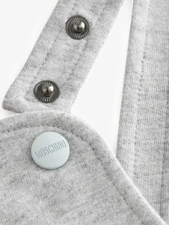 Hot Moschino Grey Baby Logo Short Sleeve T-Shirt and Dungarees Set