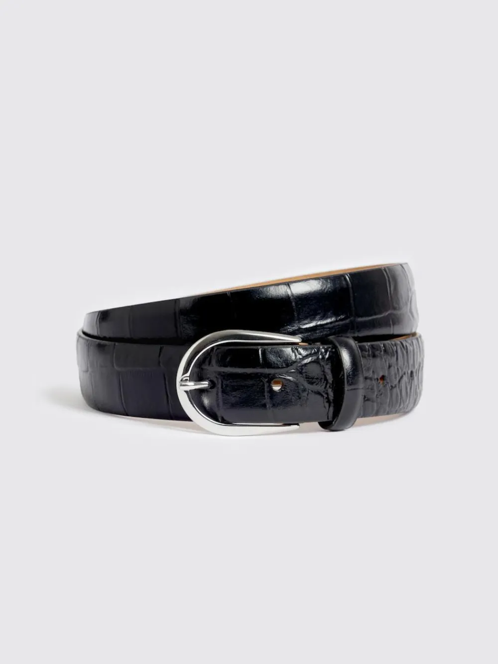 MOSS Black Italian Croc Belt^ Belts & Braces