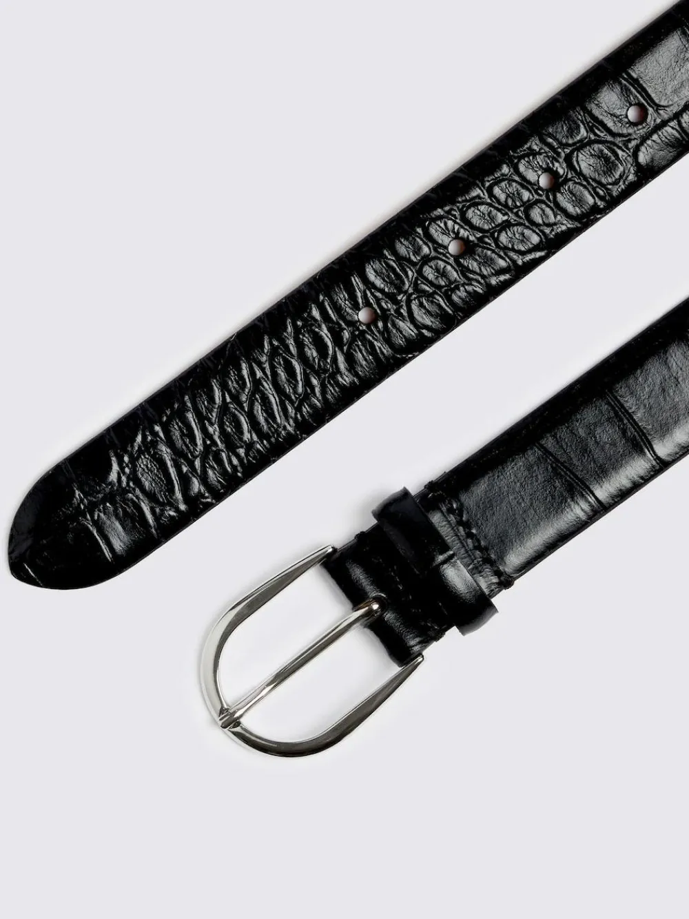 MOSS Black Italian Croc Belt^ Belts & Braces