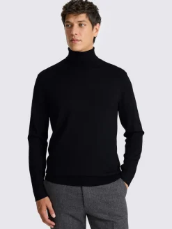Best MOSS Merino-Blend Roll Neck Jumper Black
