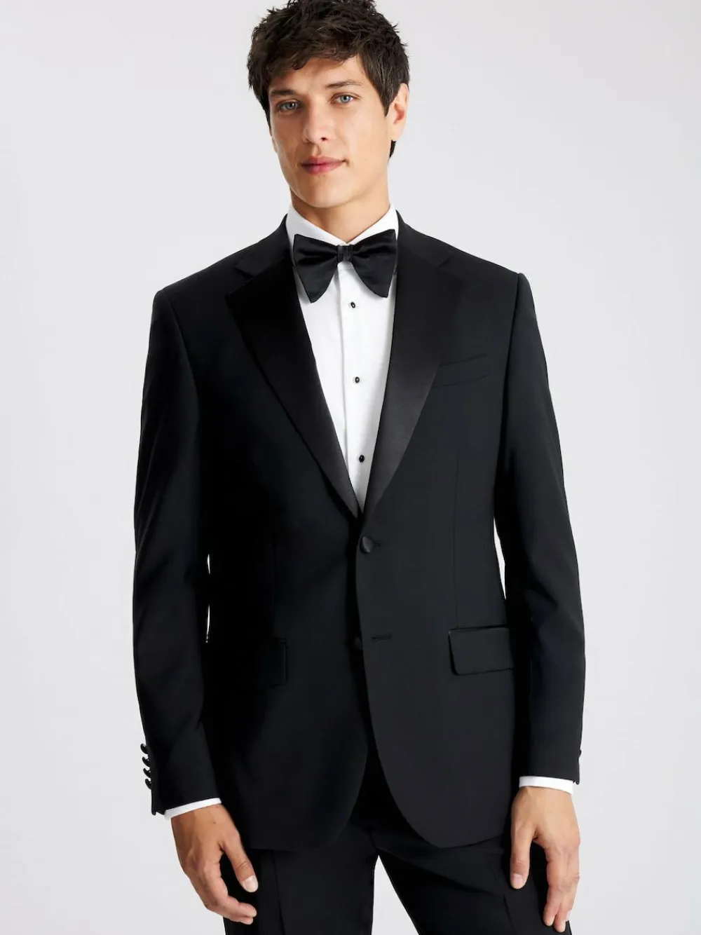 MOSS Black Regular Fit Notch Lapel Tuxedo Jacket