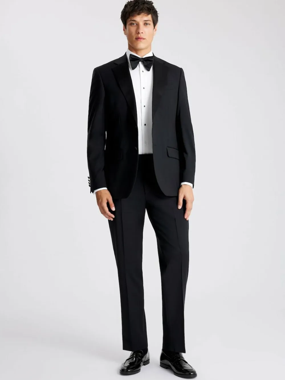 MOSS Black Regular Fit Notch Lapel Tuxedo Jacket