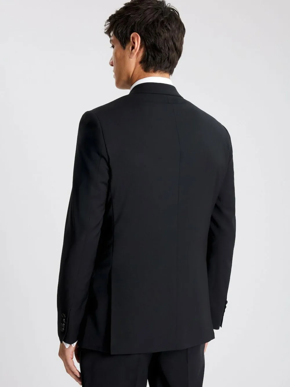 MOSS Black Regular Fit Notch Lapel Tuxedo Jacket