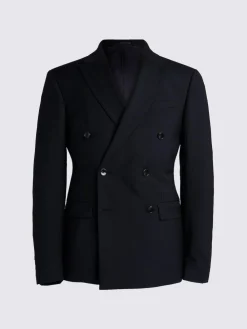 MOSS Slim Double Breasted Stretch Suit Jacket Black