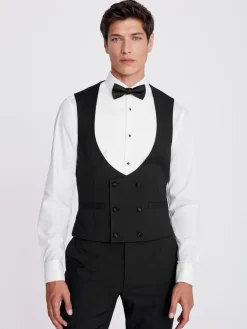 Online MOSS Black Slim Tuxedo Suit Waistcoat