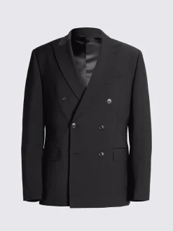 Discount MOSS Tailored Fit Performance Double Breasted Suit Jacket Black