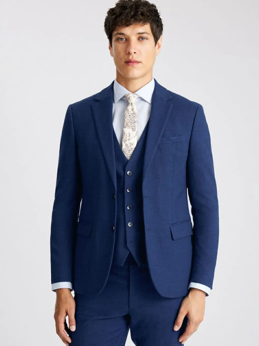 MOSS Blue Slim Slub Suit Jacket^ Blue Suits|Suits & Tuxedos