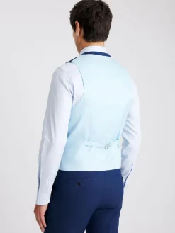New MOSS Blue Slim Slub Suit Waistcoat