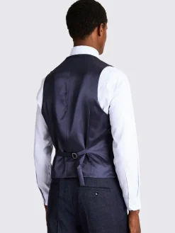 MOSS Blue Slim Twisted Suit Waistcoat^ Vests