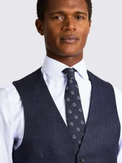 MOSS Blue Slim Twisted Suit Waistcoat^ Vests