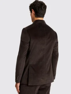 MOSS Dark Brown Tailored Double Breasted Corduroy Suit Jacket^ Black Suits