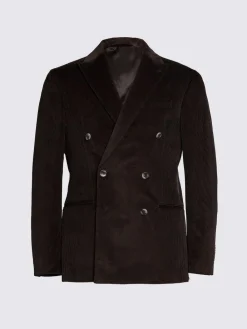 MOSS Dark Brown Tailored Double Breasted Corduroy Suit Jacket^ Black Suits