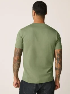 Online Next Moss Green Slim Fit Essential Crew Neck Cotton T-Shirt