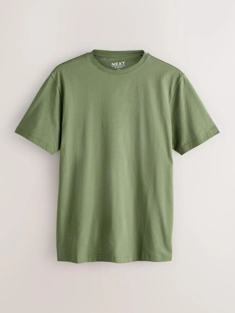 Online Next Moss Green Slim Fit Essential Crew Neck Cotton T-Shirt