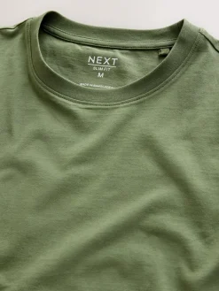 Online Next Moss Green Slim Fit Essential Crew Neck Cotton T-Shirt
