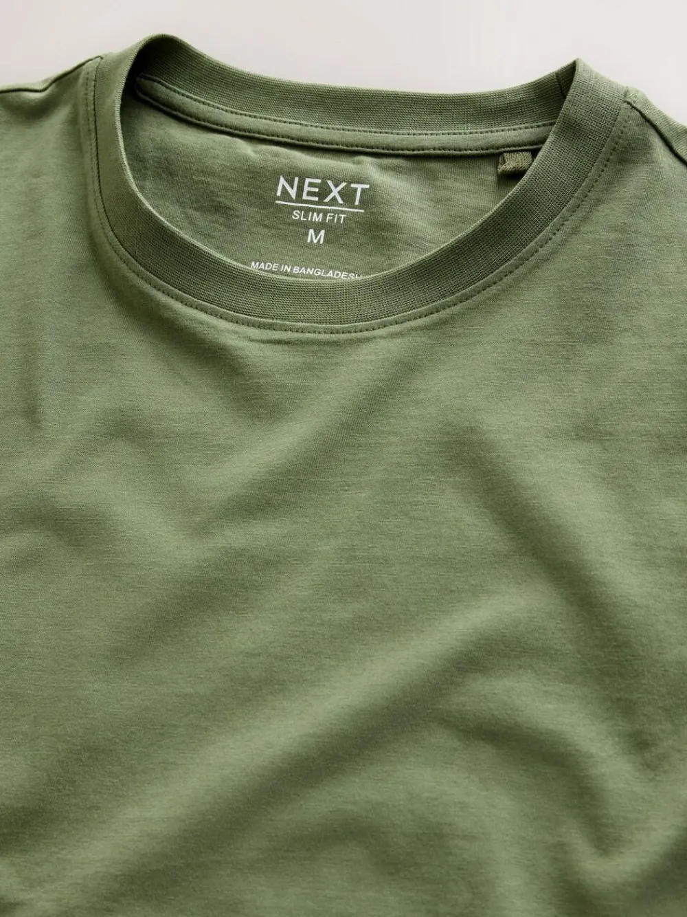 Online Next Moss Green Slim Fit Essential Crew Neck Cotton T-Shirt