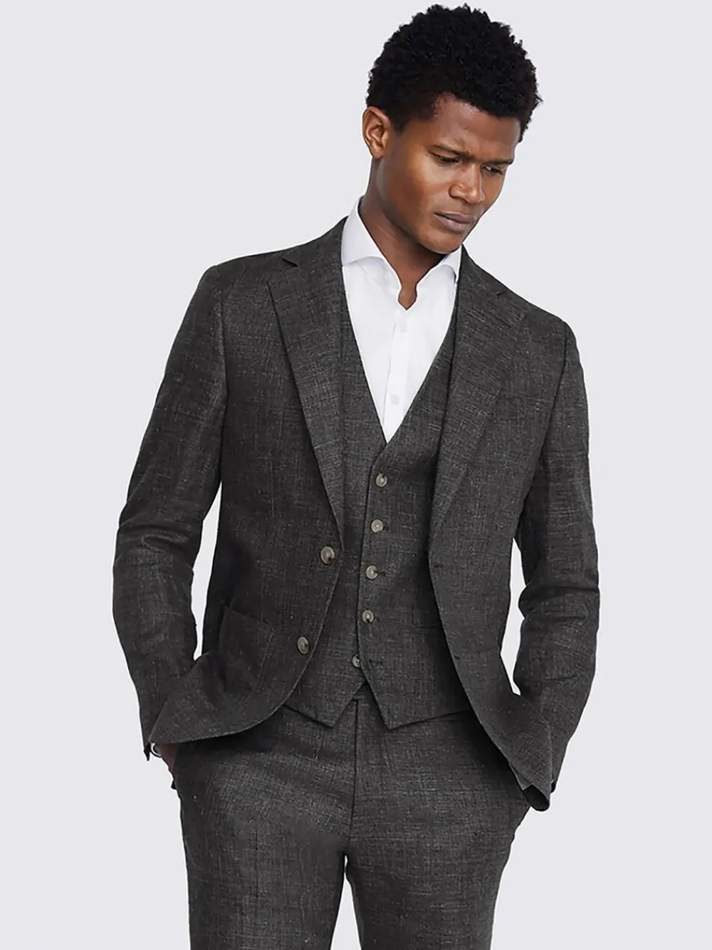 MOSS Grey Tailored Fit Linen Suit Jacket^ Grey Suits