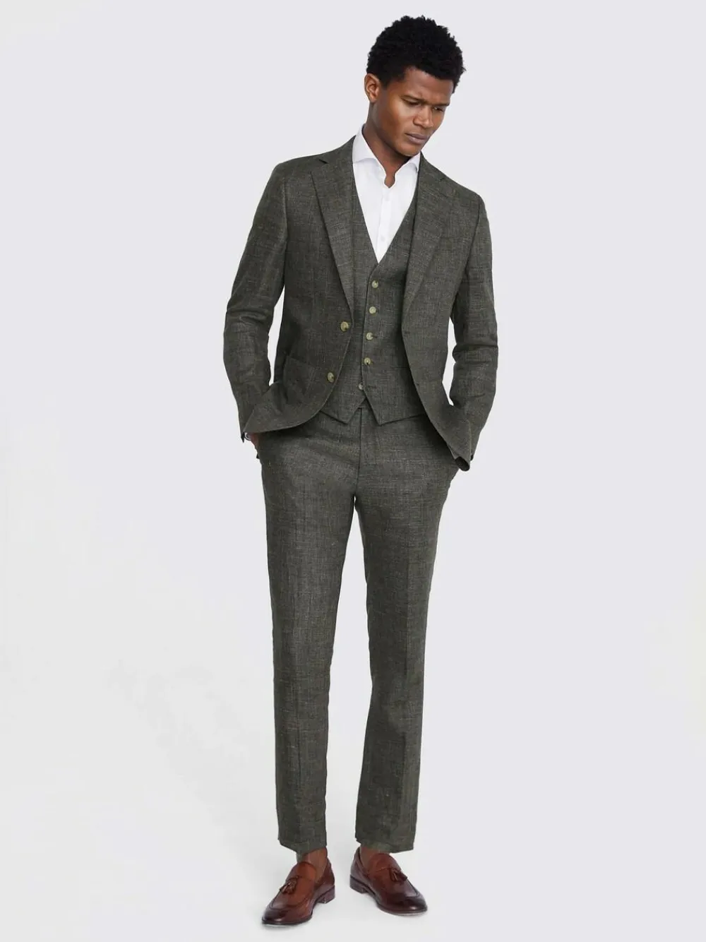 MOSS Grey Tailored Fit Linen Suit Jacket^ Grey Suits