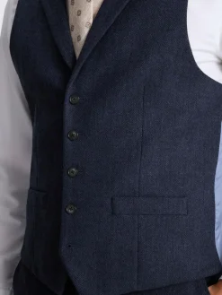 Best MOSS Tailored Herringbone Suit Waistcoat Ink
