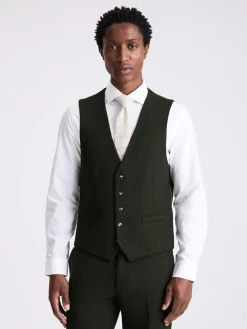 Discount MOSS Slim Donegal Tweed Suit Waistcoat Khaki