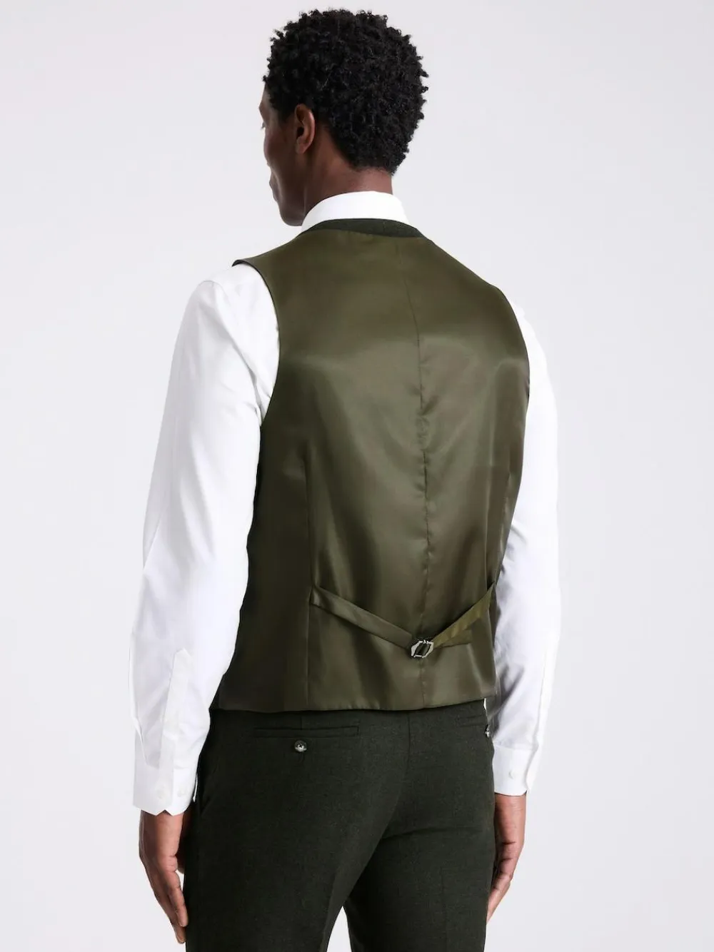 Discount MOSS Slim Donegal Tweed Suit Waistcoat Khaki