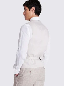 Outlet MOSS Natural Oatmeal Linen Waistcoat