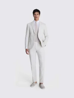 MOSS Natural Slim Fit Puppy Tooth Linen Suit Jacket^ Grey Suits