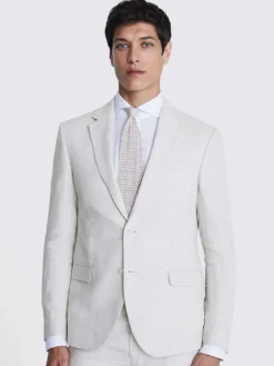 MOSS Natural Slim Fit Puppy Tooth Linen Suit Jacket^ Grey Suits