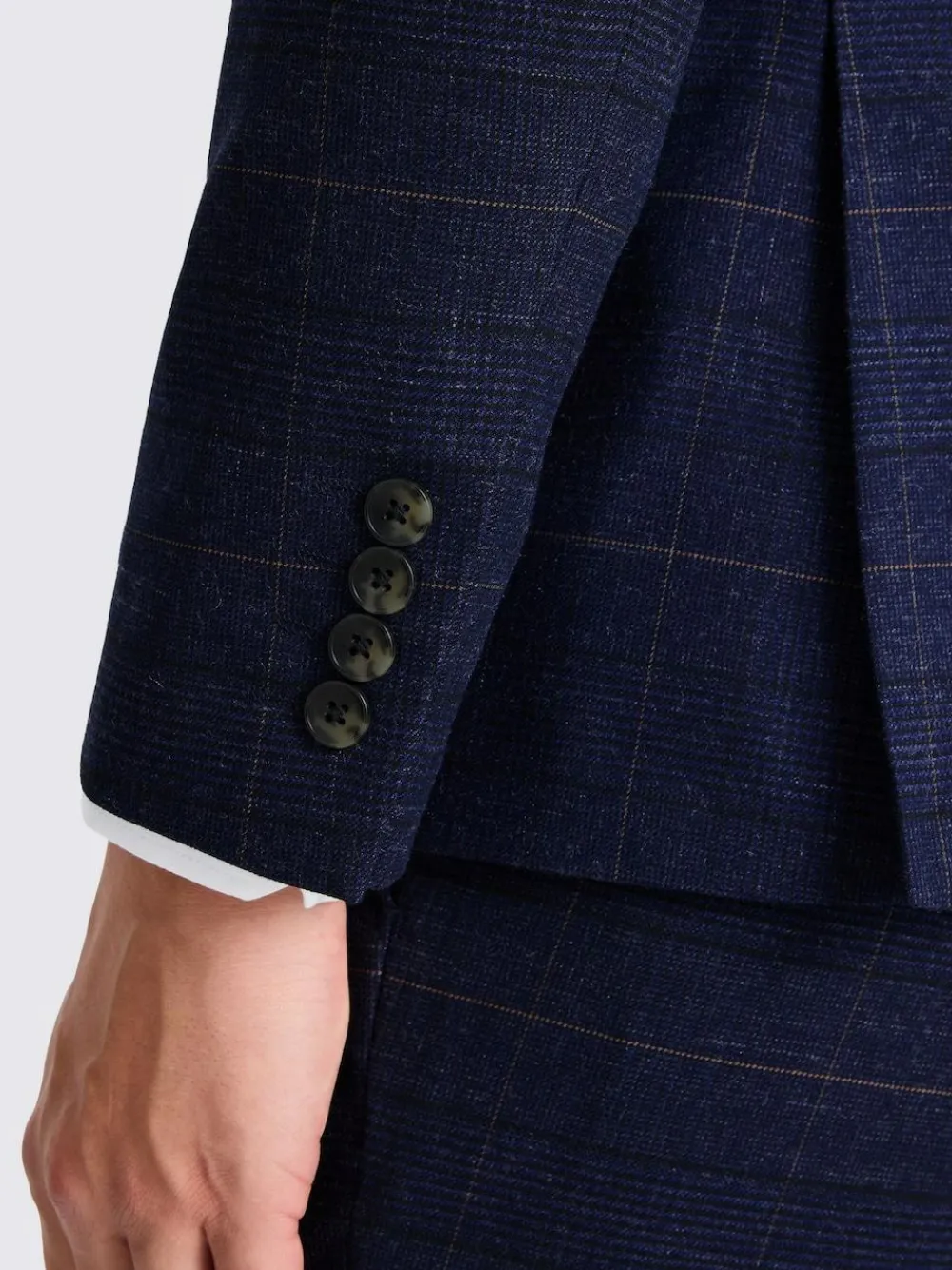 MOSS Navy Black Check Slim Regular Fit Suit Jacket^ Blue Suits