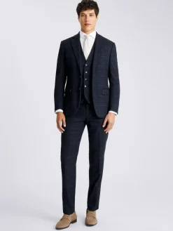 MOSS Navy Black Check Tailored Regular Fit Suit Jacket^ Blue Suits|Suits & Tuxedos