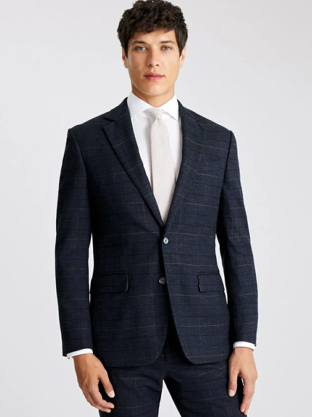 MOSS Navy Black Check Tailored Regular Fit Suit Jacket^ Blue Suits|Suits & Tuxedos